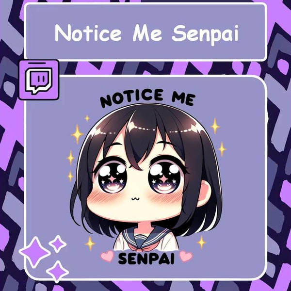 Notice Me Senpai Twitch emote, Discord emote, Cute emote, Girl emote, YouTube emote, Tiktok emote, Funny emote, Japanese Girl emote