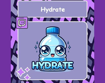 Hydrate Twitch emote, Discord emote, Cute emote, Water emote, YouTube emote, Tiktok emote, Drinking emote, Shiny emote, Restez hydraté