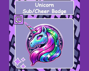 Unicorn coin channel points Twitch emote bits / sub badge Discord Youtube Facebook stream emote / sub badge Unicorn coin emote for streamers