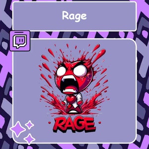 Rage Twitch emote, Discord emote, Exploding emote, Cool emote, YouTube emote, Tiktok emote, Heart emote, Edgy emote, Scary emote, Rage emote