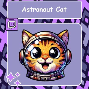 Astronaut Cat Twitch emote, Discord emote, Cat emote, Astronaut emote, YouTube emote, Tiktok emote, Kitty emote, Shiny emote, Space emote
