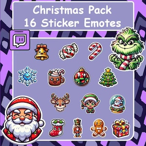Christmas Twitch emotes, Discord emotes, Cute emotes, X-mas emotes, YouTube emotes, Tiktok emotes, Santa emote, Sticker emotes, Stickers