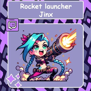 Rocket launcher Jinx Twitch Emote, Jinx Emote, Discord emote, League of Legends Emote, YouTube emote, Sub badge, Cheer badge, LoL Emote