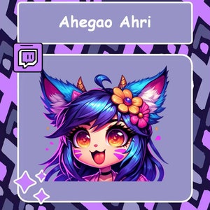 Ahegao Ahri Twitch Emote, Ahri Emote, Discord emote, League of Legends Emote, YouTube emote, Sub badge, Cheer badge, LoL Emote, Stream emote