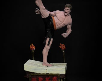 Frank Dux–Bloodsport-figuur op voet