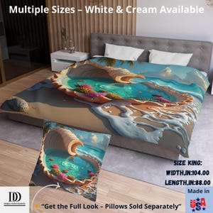 Ocean Duvet Cover,king bedding set beachy,nautical bedding,Beach Theme Bedroom Decor,Tropical Fish Bedding Set,Ocean Waves Comforter Quilt