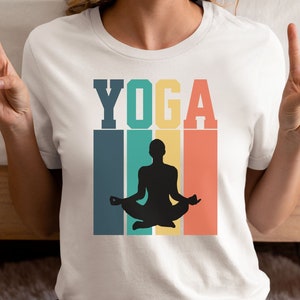 Colorful Yoga Tee, Yoga Shirt, Meditation Pose Graphic Tee, Men&#39;s and Women&#39;s Apparel, Gift for Yoga Lovers, Casual Yoga T-Shirt
