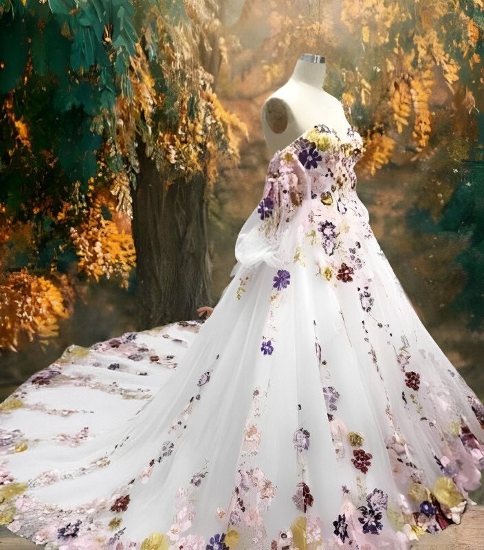 White floral store formal dress