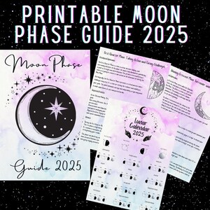 2025 Printable Moon Phase Guide | Lunar Calendar | Moon Cycle Tracker | Celestial Insights | A4 & A5 Moon Chart | Lunar Guide | Gift Idea