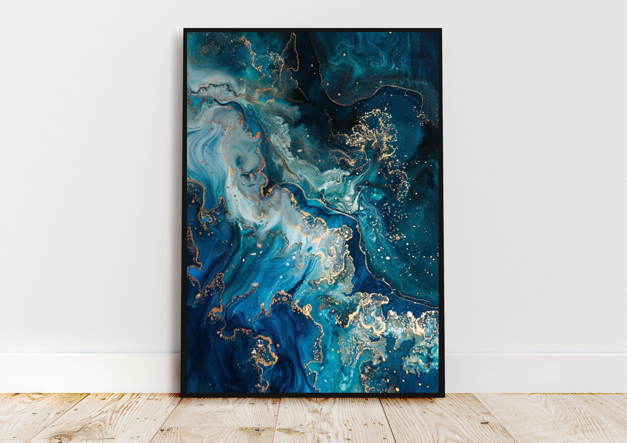 Opulent Tides Printable Wall Art Set | 4 Fluid Art Designs | Royal Blue ...