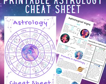 Afdrukbaar spiekbriefje astrologie | Gids voor astrologie | Leren dierenriem | Astrologische basis | Astrologie afdrukken en leren | Geweldig cadeau-idee