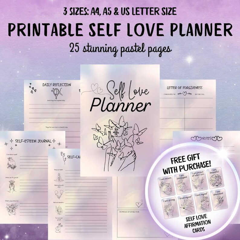 Printable Self Love Planner | Mindfulness Workbook Self Care Journal ...