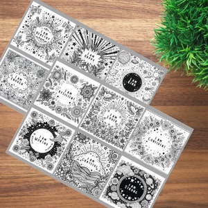 Printable Color In Affirmation Cards | 12 Cards | DIY | Coloring | Adults | Kids | Gift Idea | Fun Activity | Mindfulness | Self Love & Care