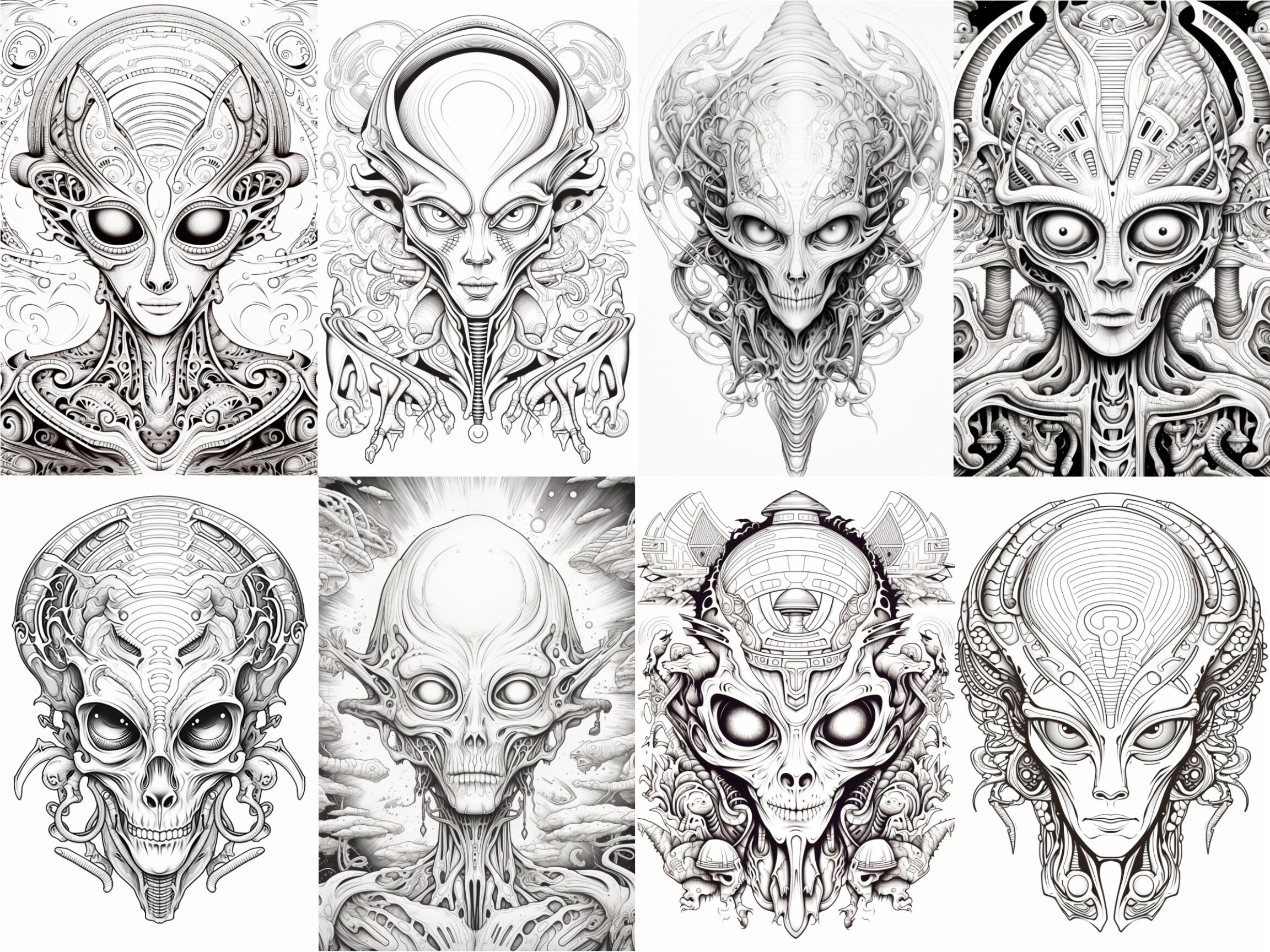 Trippy Alien Printable Coloring Pages 24 Adult Coloring Images PDF ...