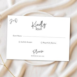 Minimalist RSVP Card Template | Editable Wedding RSVP Printable | Instant Download via Corjl | Modern RSVP Card Digital