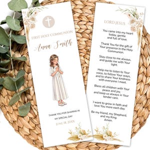 First Holy Communion, Bookmark Template, Elegant Bookmark, Editable First Communion Bookmark, Keepsake, Instant Download