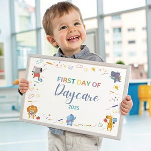 First Day of Daycare Sign | No Editable - instant download | Back to School Printable | Kids Photo Prop | 2025 Preschool Sign