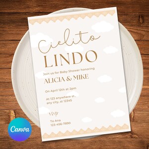 Adorable Cielito Lindo Baby Shower Invitation - Neutral Editable Template - Instant Download image 1