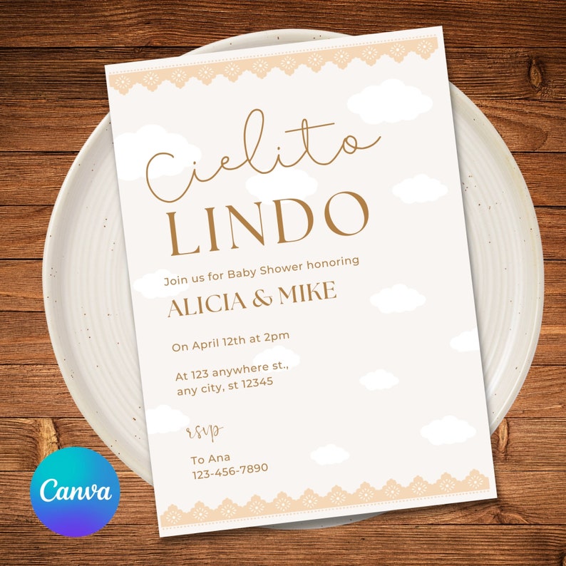 Adorable Cielito Lindo Baby Shower Invitation - Neutral Editable Template - Instant Download image 1