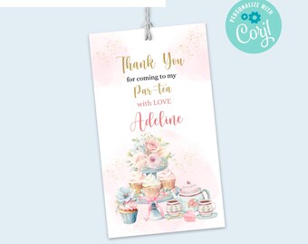 Tea Party Tags, Tea Party Birthday Tags, Tea Party Favor Tags, Printable Par-Tea Favor Tag for Birthday, Baby Shower, or Bridal Shower