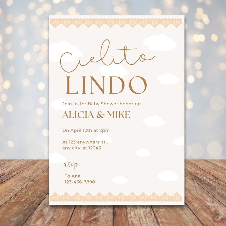 Adorable Cielito Lindo Baby Shower Invitation - Neutral Editable Template - Instant Download image 2