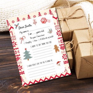 Printable Christmas Letter | Instant Download | Christmas List | Letter To Santa | Santa Wish List | Santa Letter | Christmas Printable