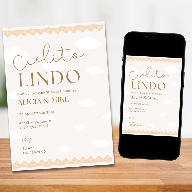 Adorable Cielito Lindo Baby Shower Invitation - Neutral Editable Template - Instant Download image 3
