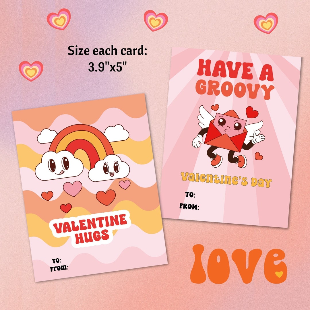 Groovy School Valentine Printable Groovy Cards Classroom Valentines ...
