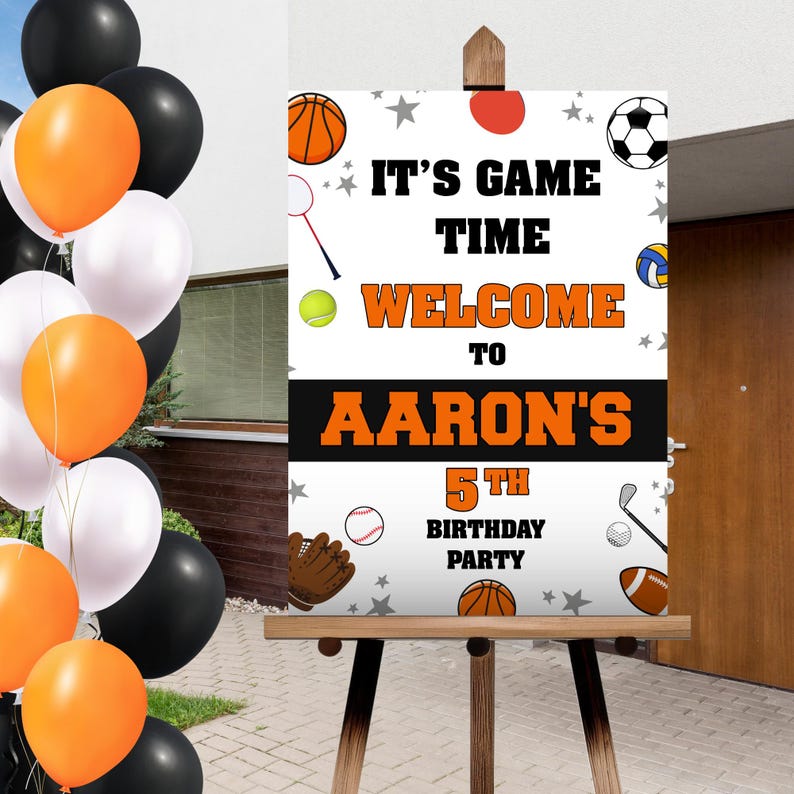 Welcome Poster Sports Birthday Sign | Sports Themed Birthday Welcome ...