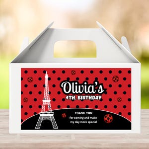 Editable Ladybug Gable Box Label, Party favors Stickers, Party decor Ladybug, Printable Instant Download