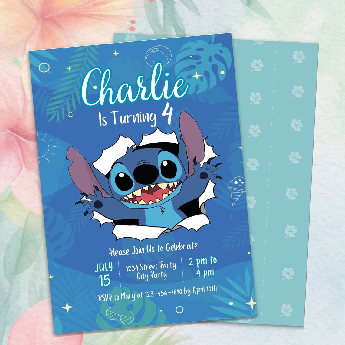 Editable Stitch Invitation, Stitch Birthday Invitation, Printable Invitation Lilo and Stitch ...