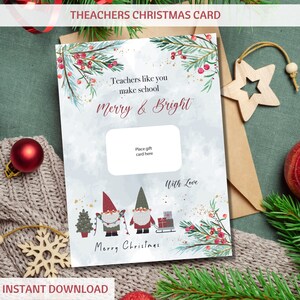 Weihnachtsgeschenkkartenhalter für Lehrer, Weihnachtskarte für Lehrer, Geschenk für Lehrer, Dankeskarte für Lehrer, Weihnachtsgeschenk | Sofortiger Download