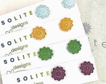 Polymer Clay Flower Stud Earrings, Hypoallergenic Stainless Steel