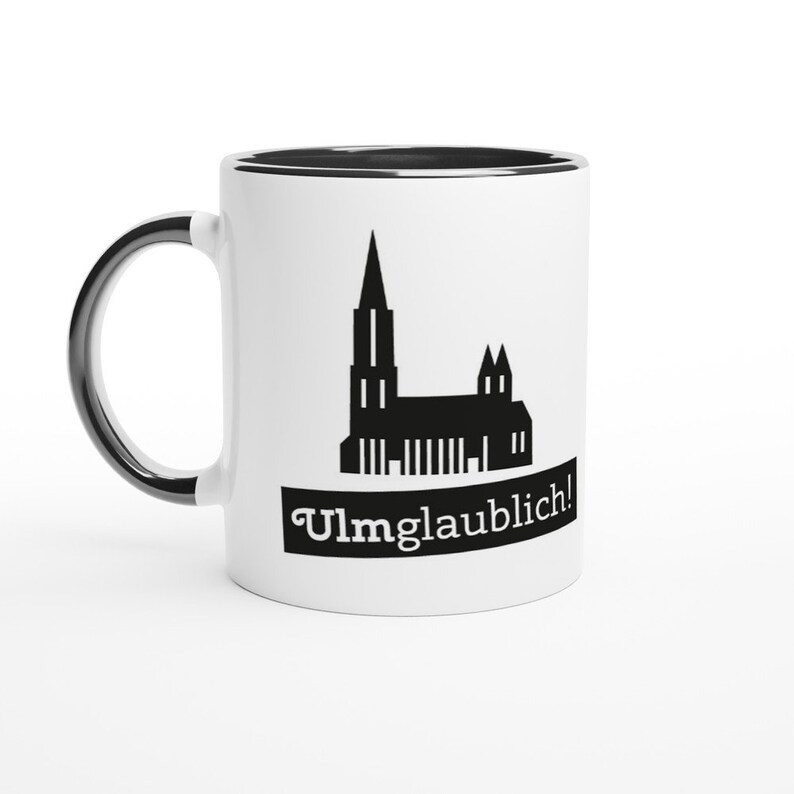 Ulmglaublich Ulmer Münster Mug White Ceramic Mug 325ml Black Inside and