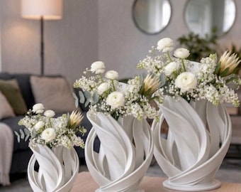 Vaso Escultural de Luxo, Centro de Mesa Moderno e Fluido, Objeto de Arte Abstrata para Decoração de Interiores, Vaso Ondulado Elegante