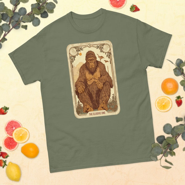 The Elusive One Tarot Card Tshirt Comfort Colors | Bigfoot Tee | Vintage Tarot Card Shirt | Hiker Tee