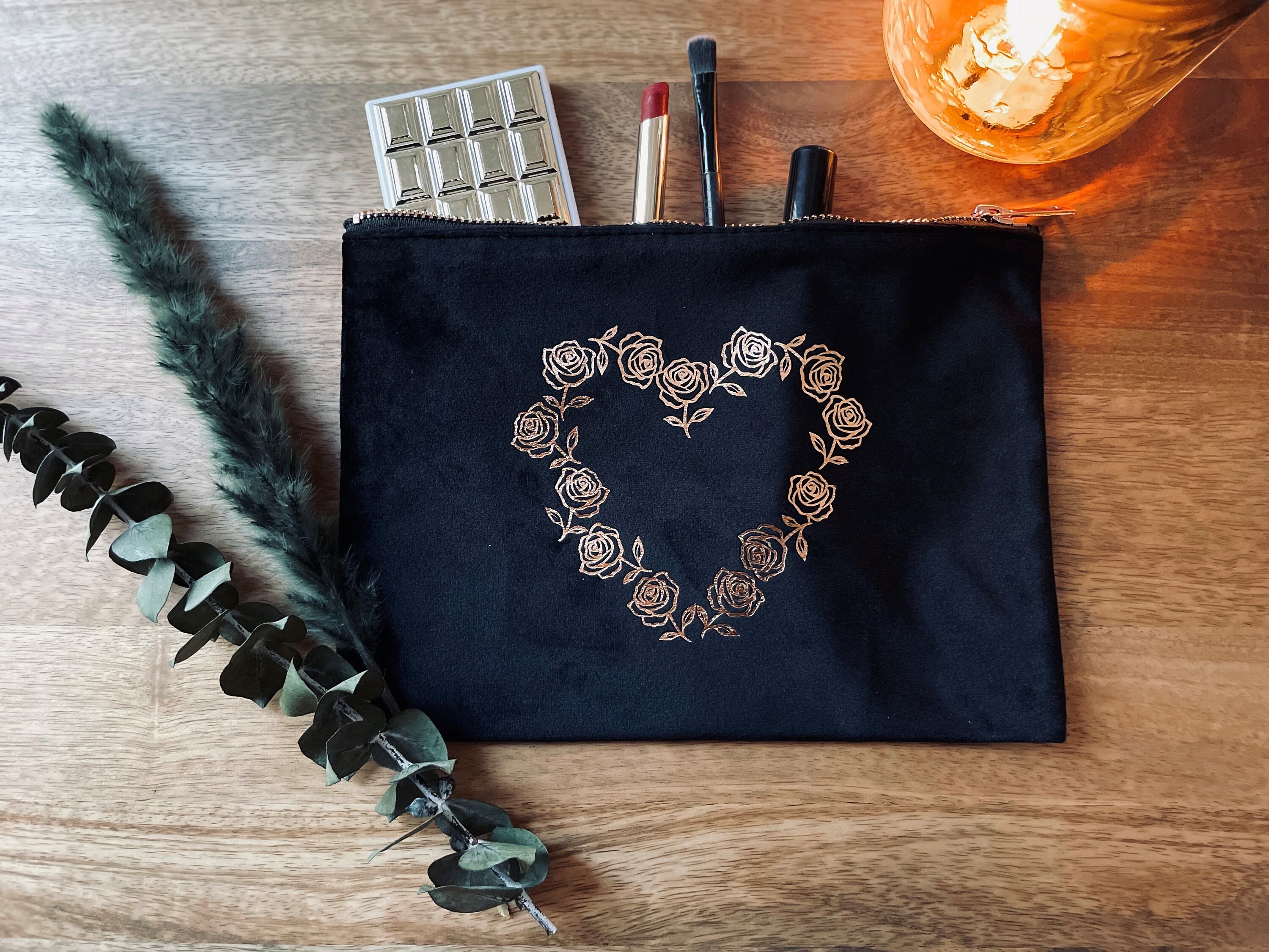 Personalised velvet hotsell makeup bag