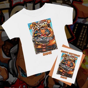 Camiseta de aniversário personalizada QUALQUER NOME DE IDADE Traje de aniversário Pacote de cartão Cartão de aniversário Suprimentos para festa de super-heróis Presentes para crianças Camisa infantil Cartão
