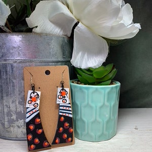 Unique Hand Painted Earring with Recycled Pop Can and Upcycled Bead