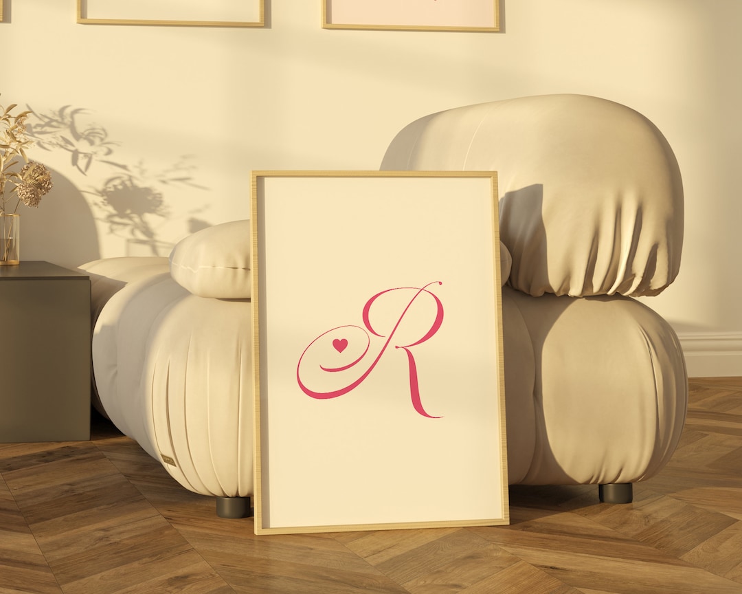 Monogram R Roo R Coquette Letter Wall Art Monogram Poster Art Print Instant Download ...