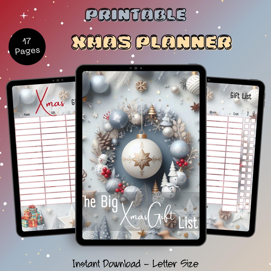 Printable Christmas Gift List Planner | Holiday Shopping Organizer ...