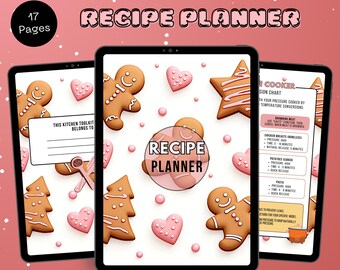 Planificador de recetas imprimible / Organizador de planificación de comidas / Lista de compras / Planificador de comidas semanal / Diario de recetas personalizable / Descarga digital