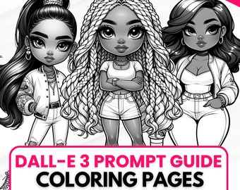 Guide d'invite ChatGPT et Dalle3 | 25 pages à colorier de fille africaine chibi | Plus de 25 invites Chibi | Droits commerciaux | Invites ChatGPT illimitées
