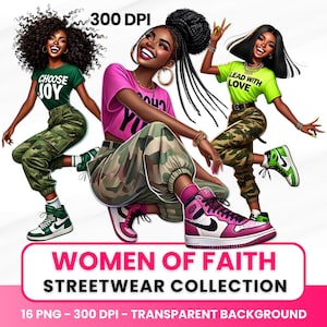 Empowerment van zwart meisje clipart | Zwarte vrouwen clipart 300 dpi | Christelijk png-bestand | Zwart meisje, png-bestand | Christelijke ontwerpen | Commerciële rechten POD