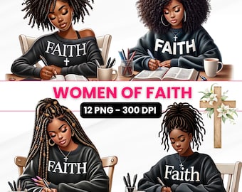 Women of Faith Clipart: African-American Christian PNG (300 DPI)