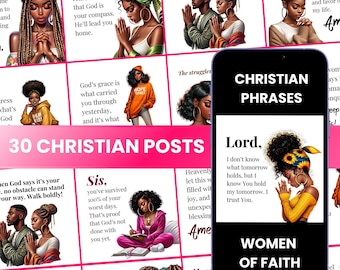 Christian Instagram Post Templates: Black Women Praying (Canva Editable)