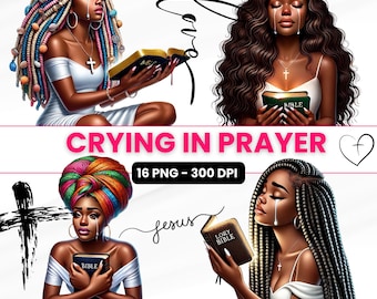Black Woman Praying Clipart: Women of Faith PNG (Digital Download)