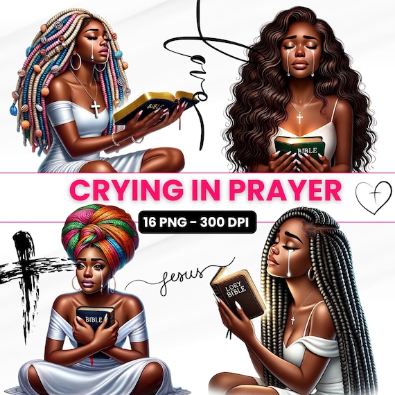 Black Woman Praying Clipart: Women of Faith PNG (Digital Download)