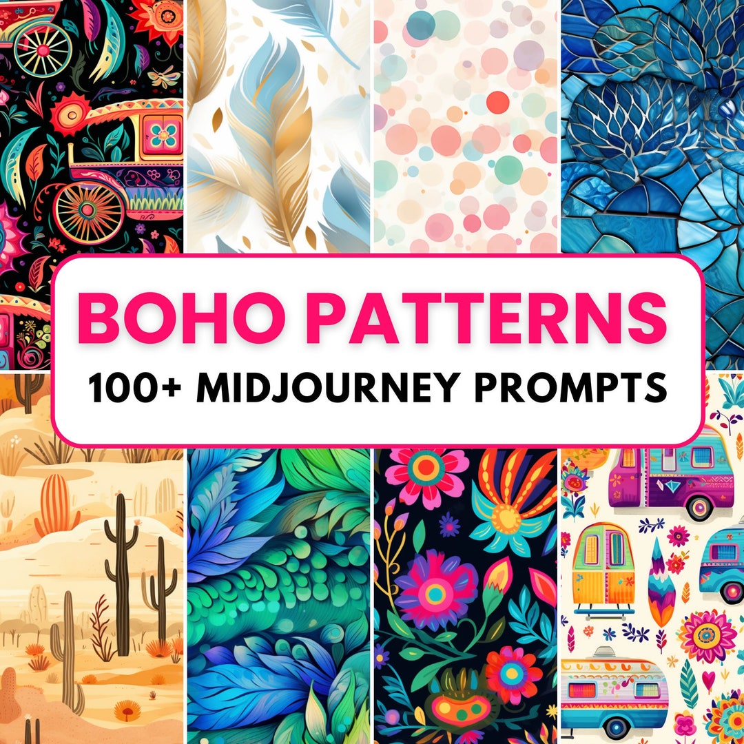 100 Midjourney Prompts for Boho Patterns: Seamless AI Art, Digital