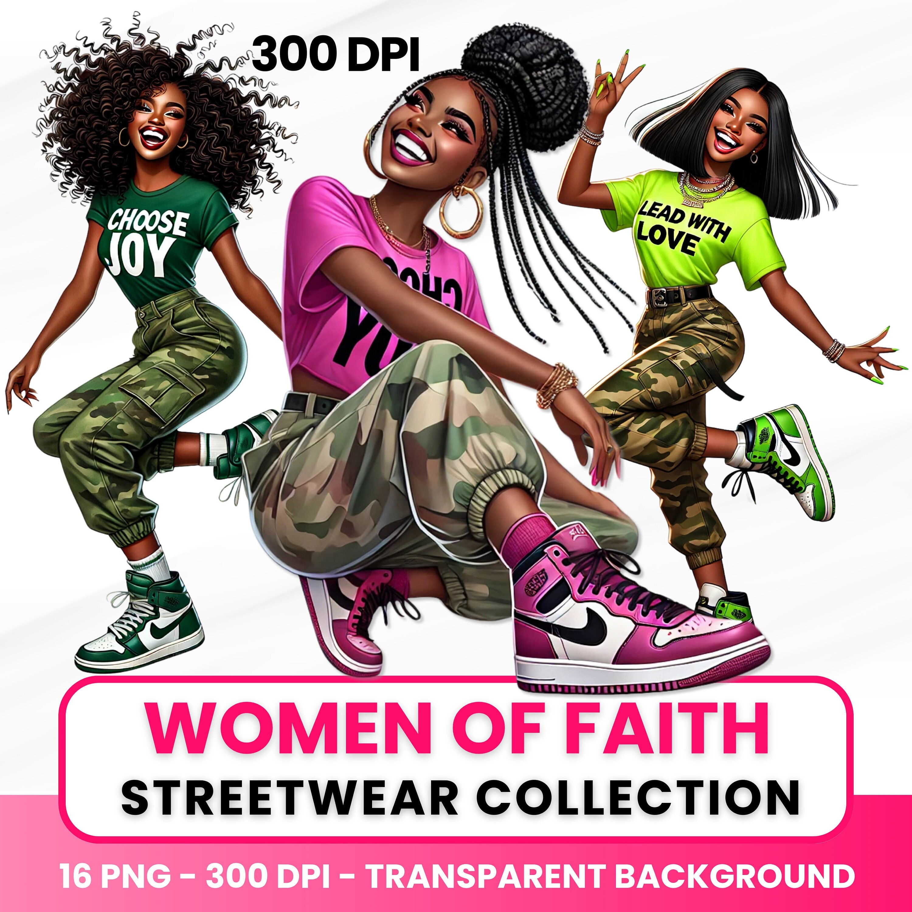 Empowering Black girl clipart | Black Women Clipart 300 dpi | Christian PNG | Black Girl png | Christian designs | Commercial rights POD